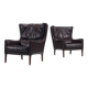 Pair of Durlet lounge chairs brown leather Belgium 1960