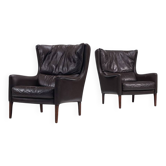 Pair of Durlet lounge chairs brown leather Belgium 1960