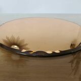 Round beveled amber pink mirror
