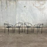 Set of 4 silver moon armchairs by Pascal Mourgue for Fermob