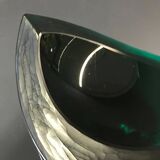Cendrier en verre vert vintage en forme de larme