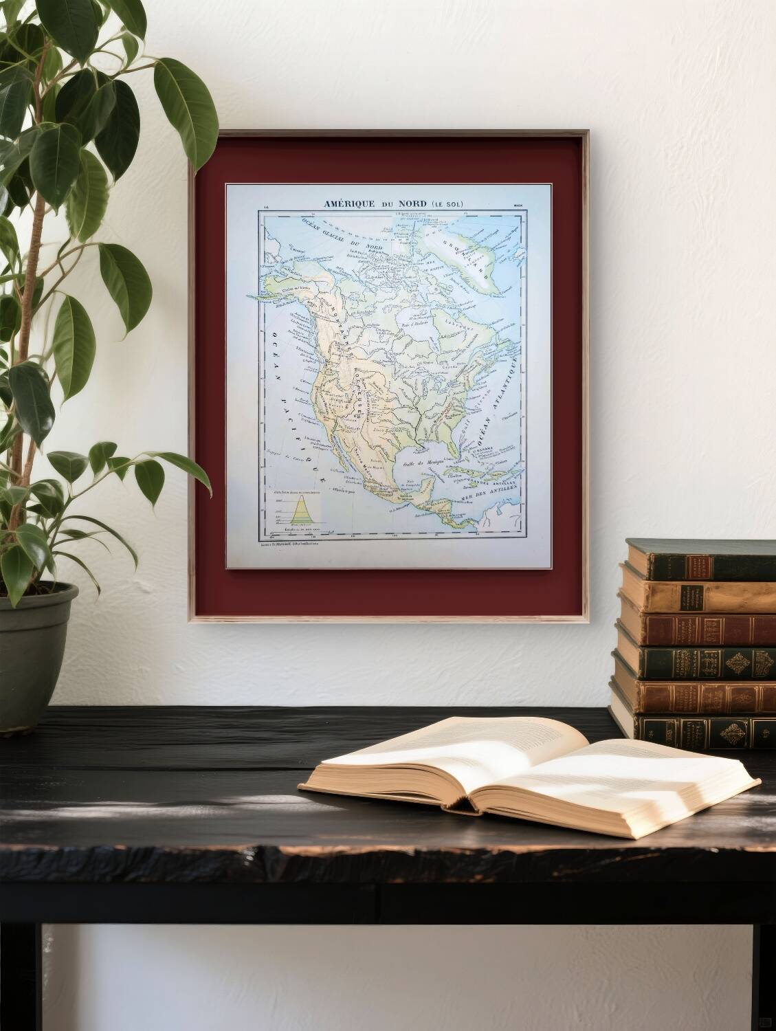 North America. Geographical map printed in 1900.