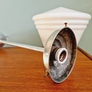 Art Deco pendant lamp in conical white opaline, 1920s-30s