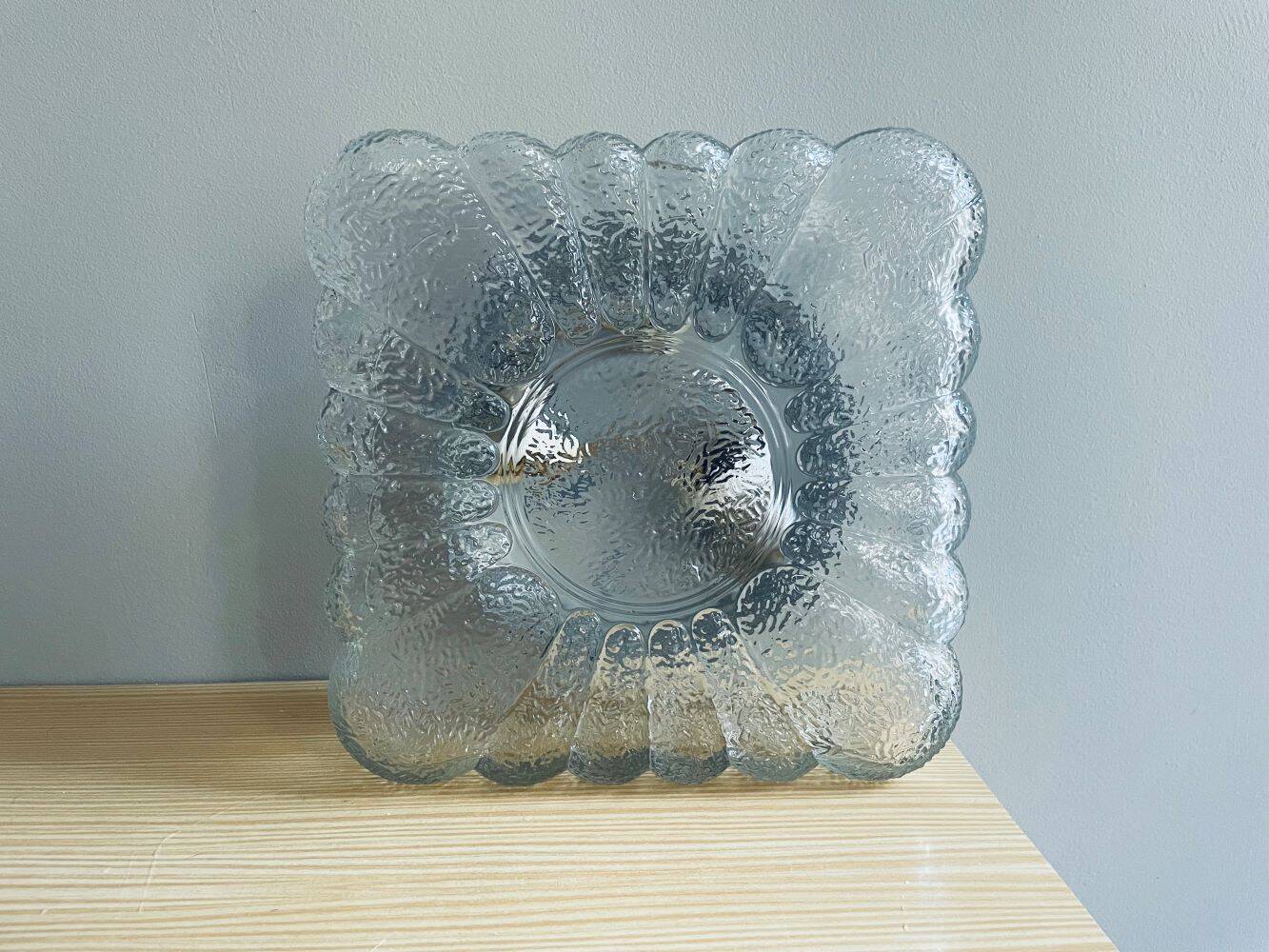 Paire de lampes à fleurs rondes et carrées en verre transparent à encastrer