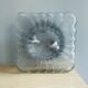 Pair clear glass round and square flush mount flower lamps