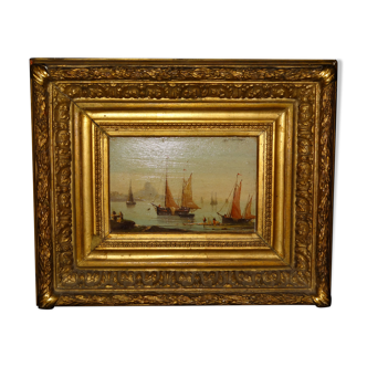 Oil painting on wooden panel