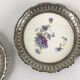 Paire de dessous de bouteille Métal et faience