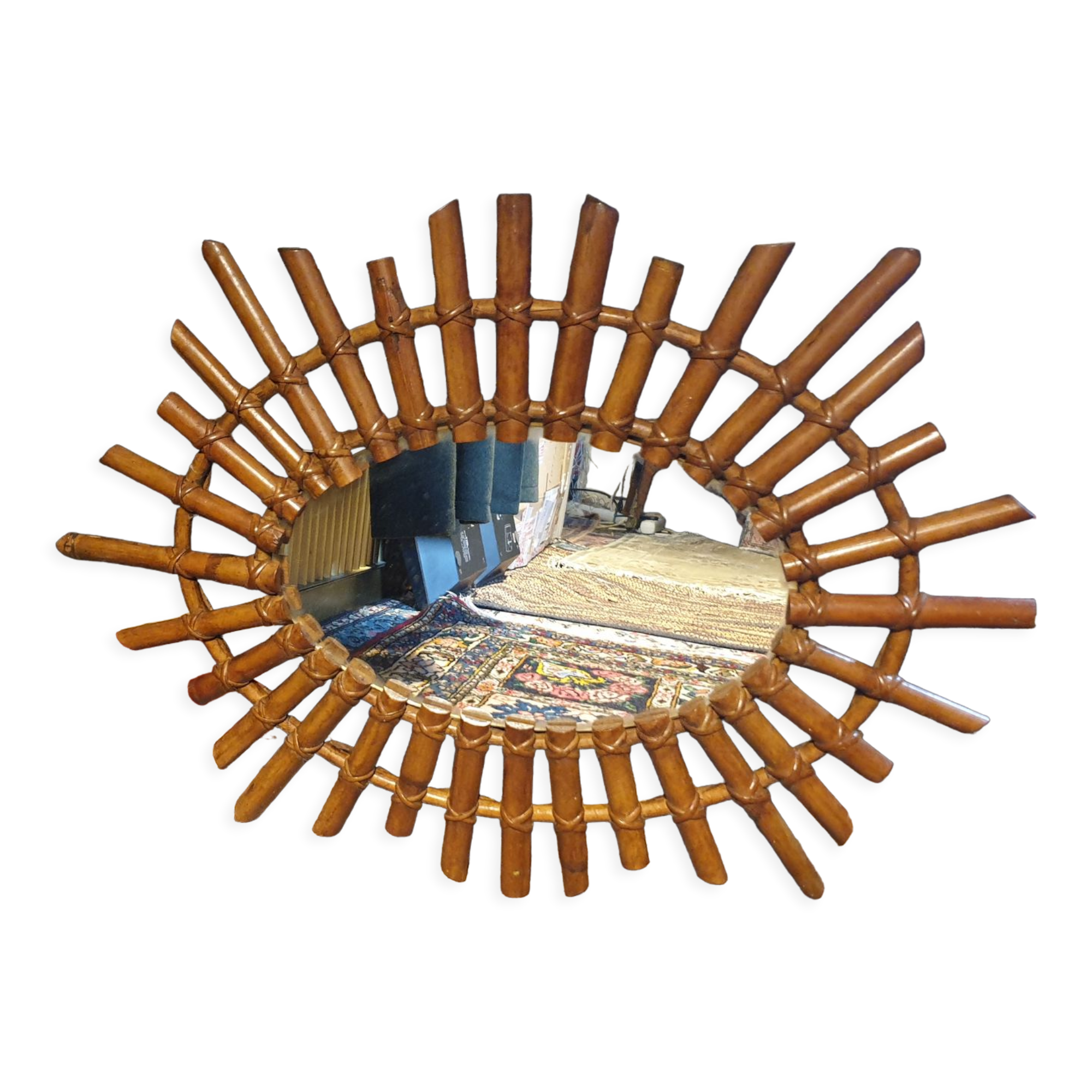 Oval rattan mirror seventies