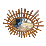 Oval rattan mirror seventies