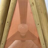 Lampe pyramide en bambou et tissus des années 70
