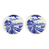 White porcelain plate decorated with a couple and blue landscape - BOCH Manufacture Royale La Louvière