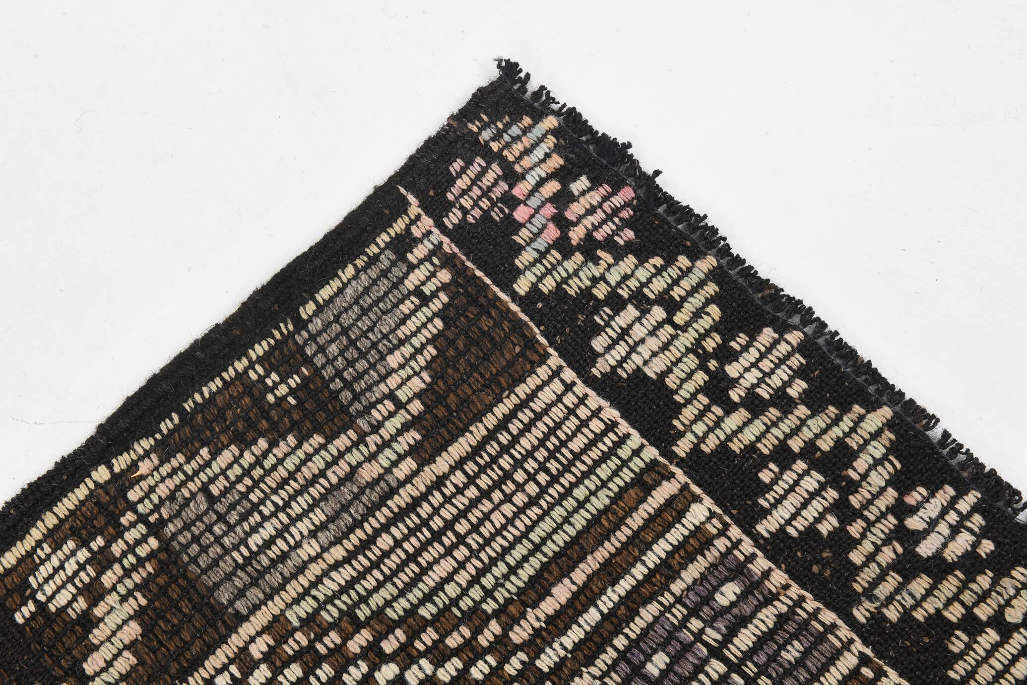 5x9 Cream Brown Handmade Kilim Rug, 151x286Cm