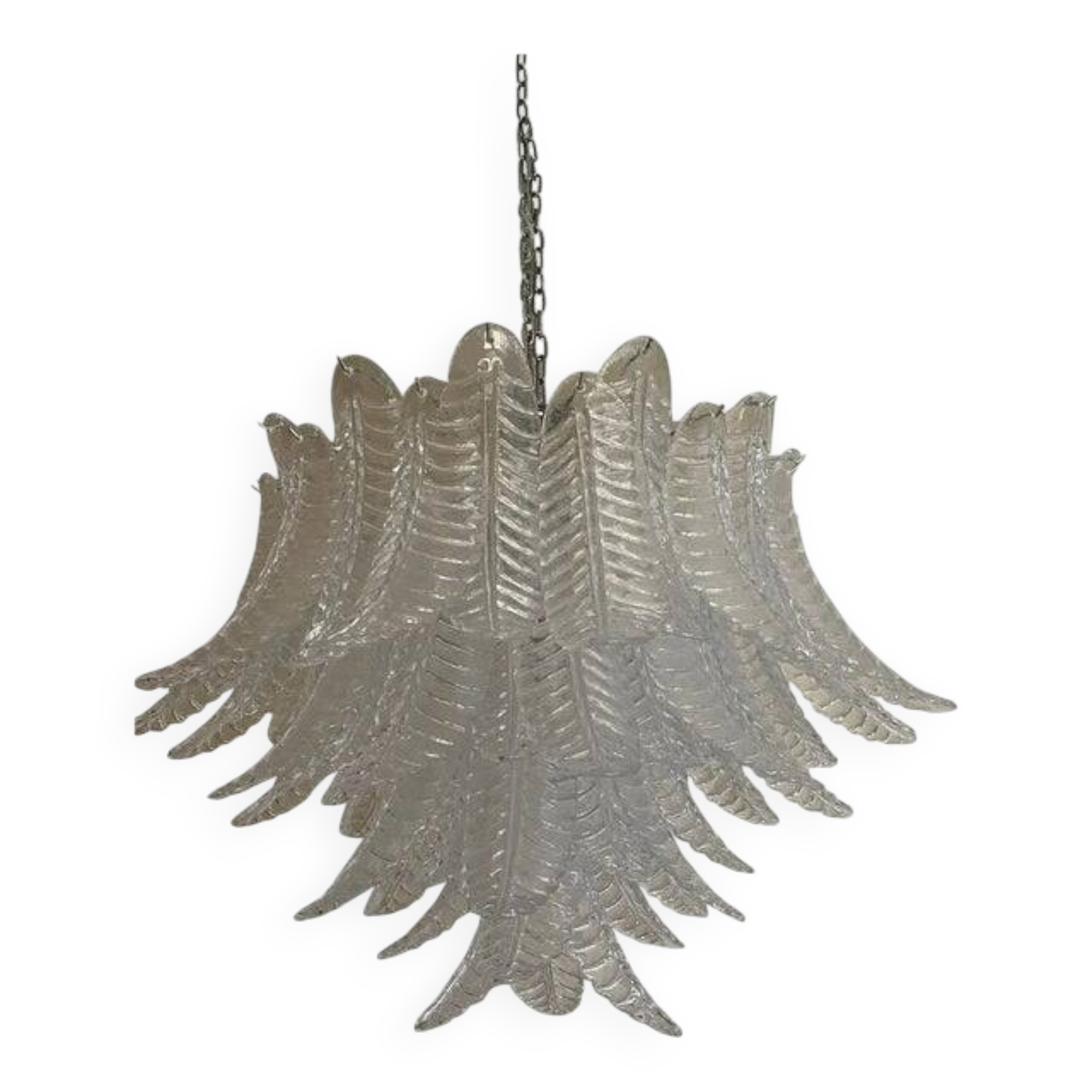 Murano Glass Chandelier With Clear Palm Italian Handmade Kromo
