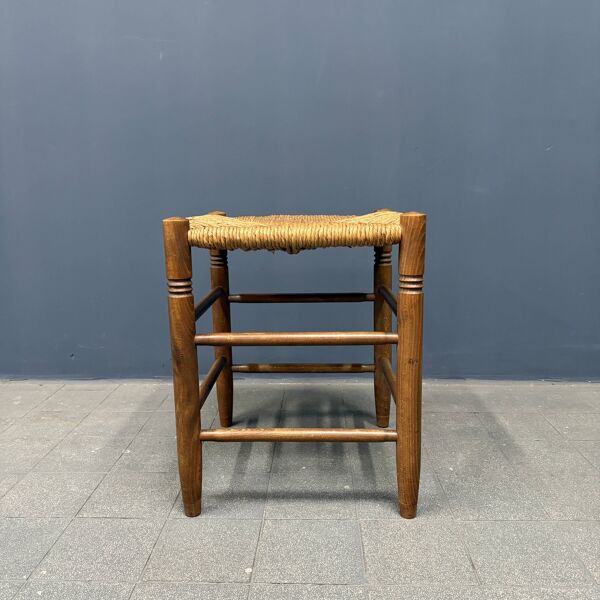 Ensemble de tabourets hollandais en bois de hêtre avec assise en paille