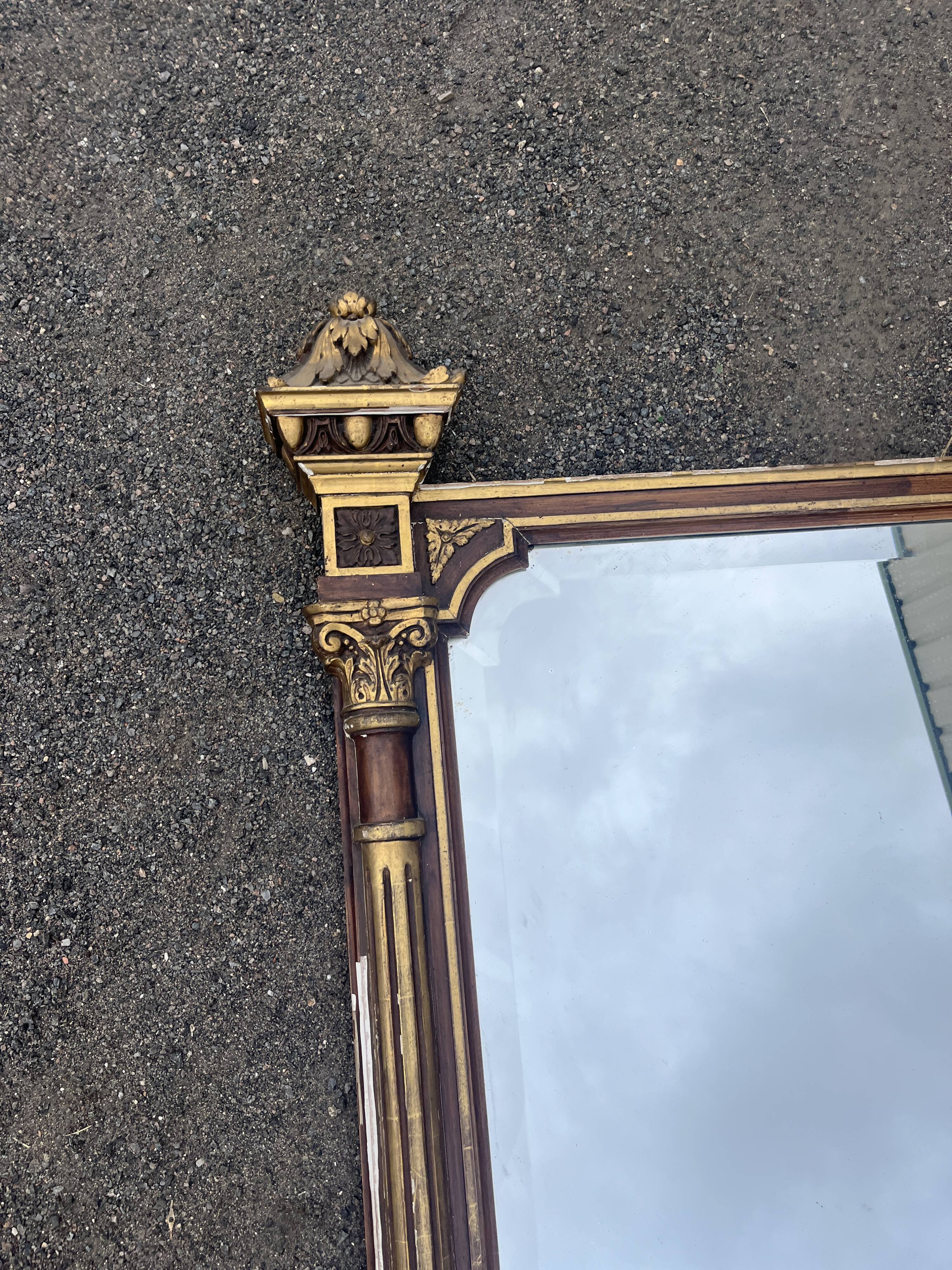 Large antique mirror 144 cm in Empire style - Trumeau or fireplace mirror
