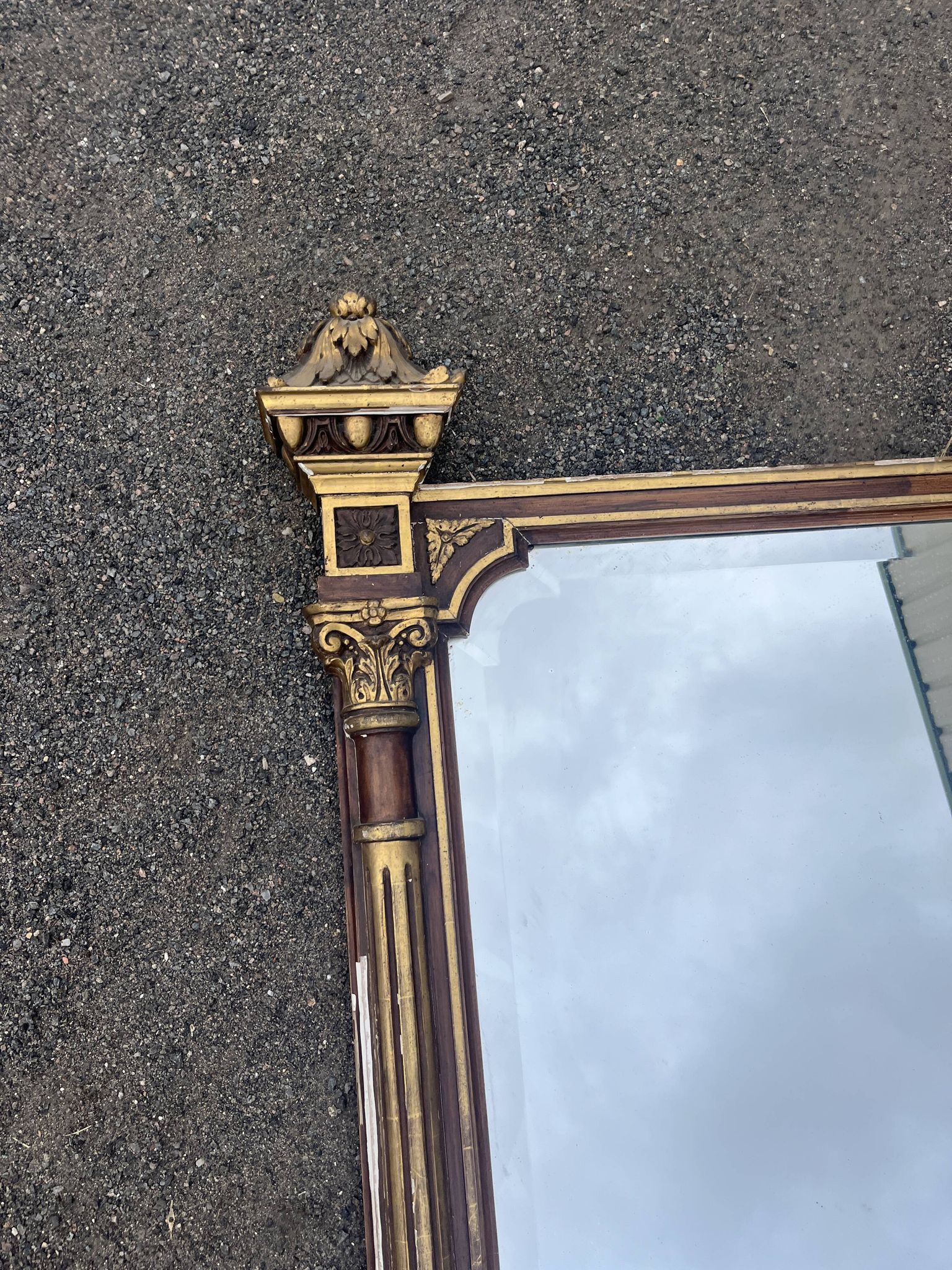 Large antique mirror 144 cm in Empire style - Trumeau or fireplace mirror