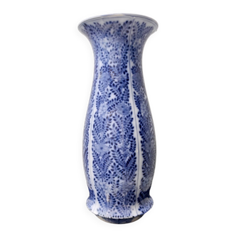 Vase en céramique laqué bleu et blanc de style chinoiserie de Laveno, Italie