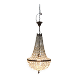 Antique crystal pendant chandelier – vintage Empire style – bronze