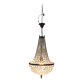 Antique crystal pendant chandelier – vintage Empire style – bronze