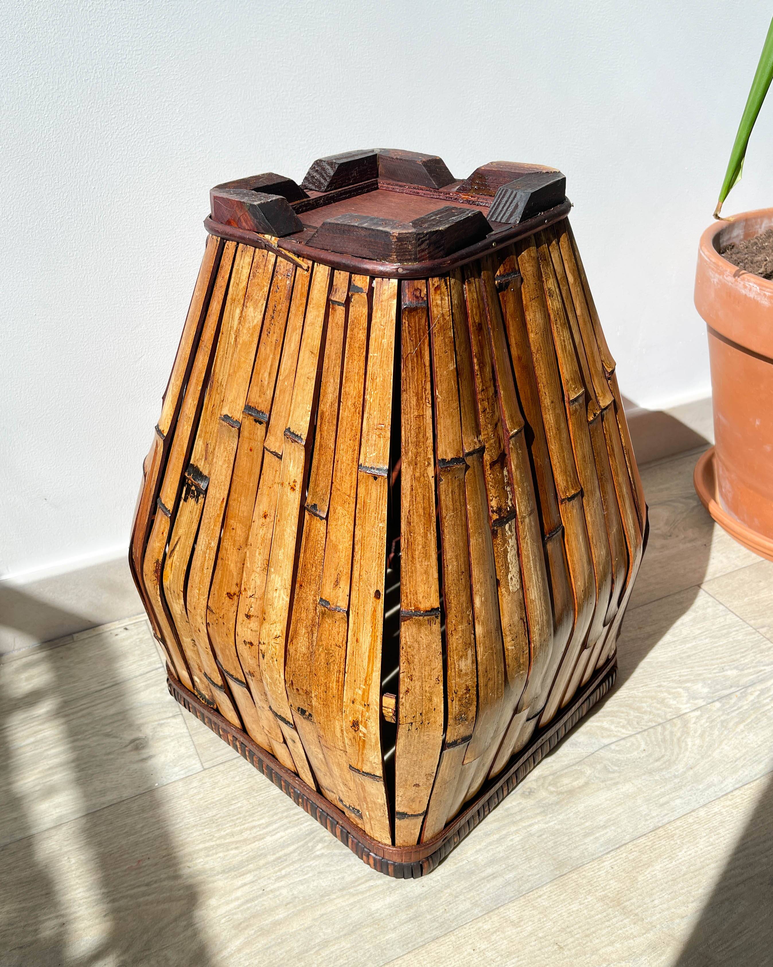 Vintage rattan umbrella stand, colonial style 1930s - Vintage rattan planter