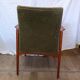 Fauteuil de bureau scandinave en teck et velours vert