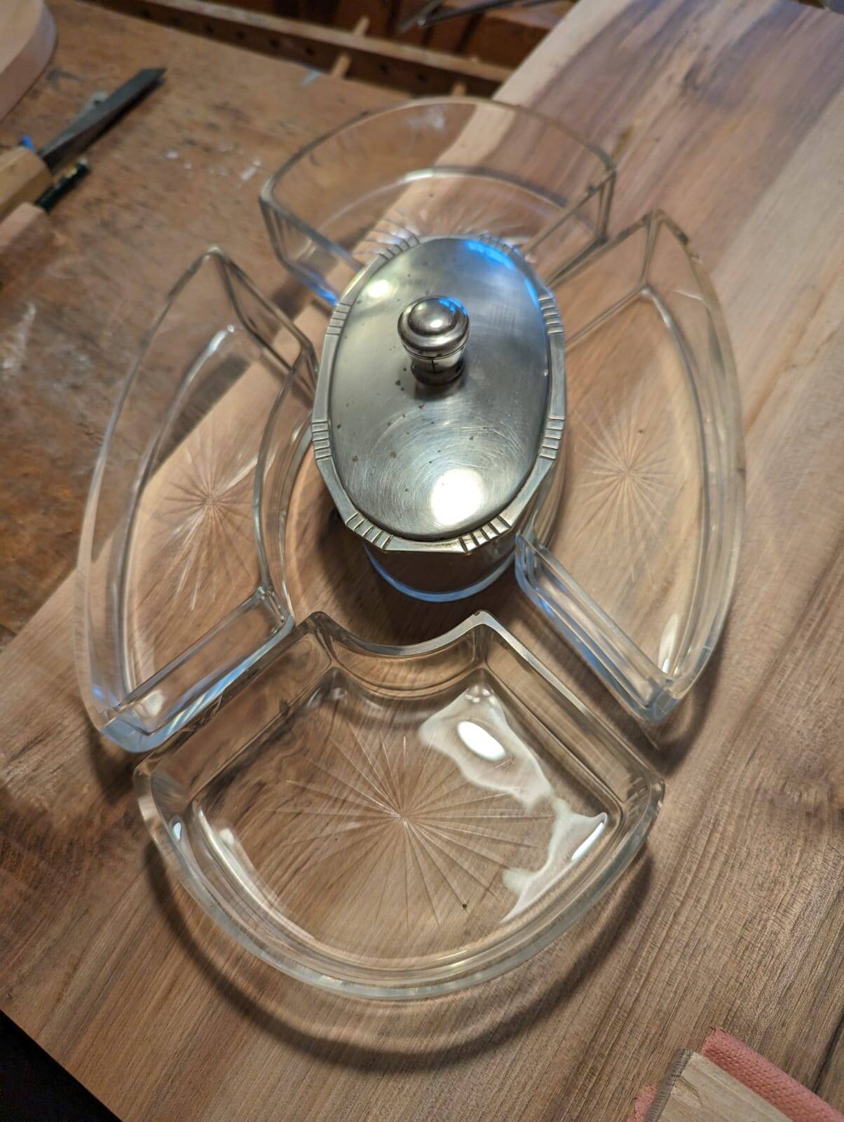 Silver metal aperitif server