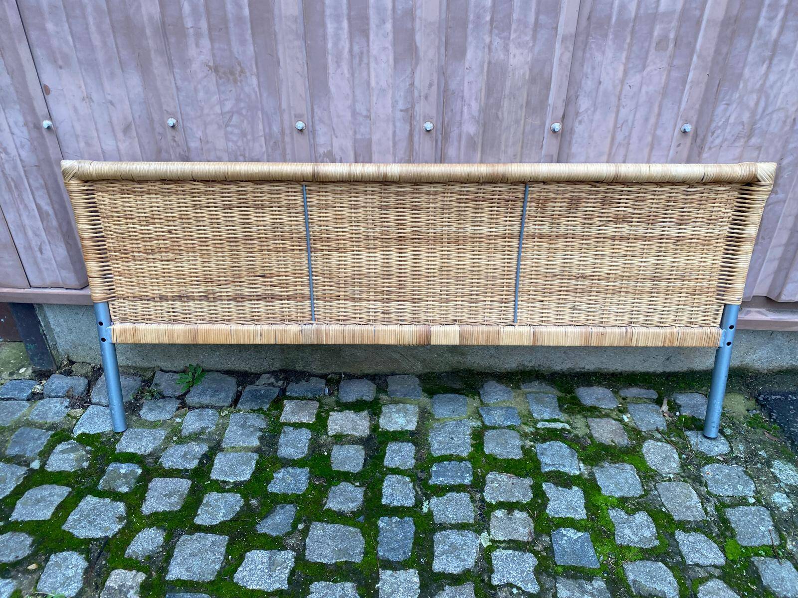 Scandinavian bed foot in bamboo, rattan, and wicker 1990 140cm