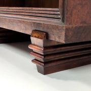 Vintage small walnut and birch root art deco bookcase, italy