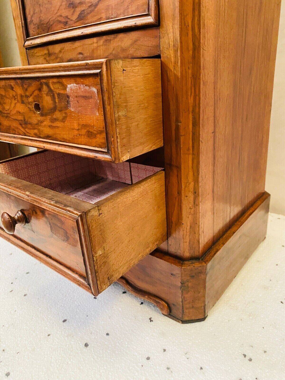 Burl walnut chiffonier bedside table 19th century