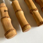 Set de 6 couteaux de table 1960 riviera manche bambou