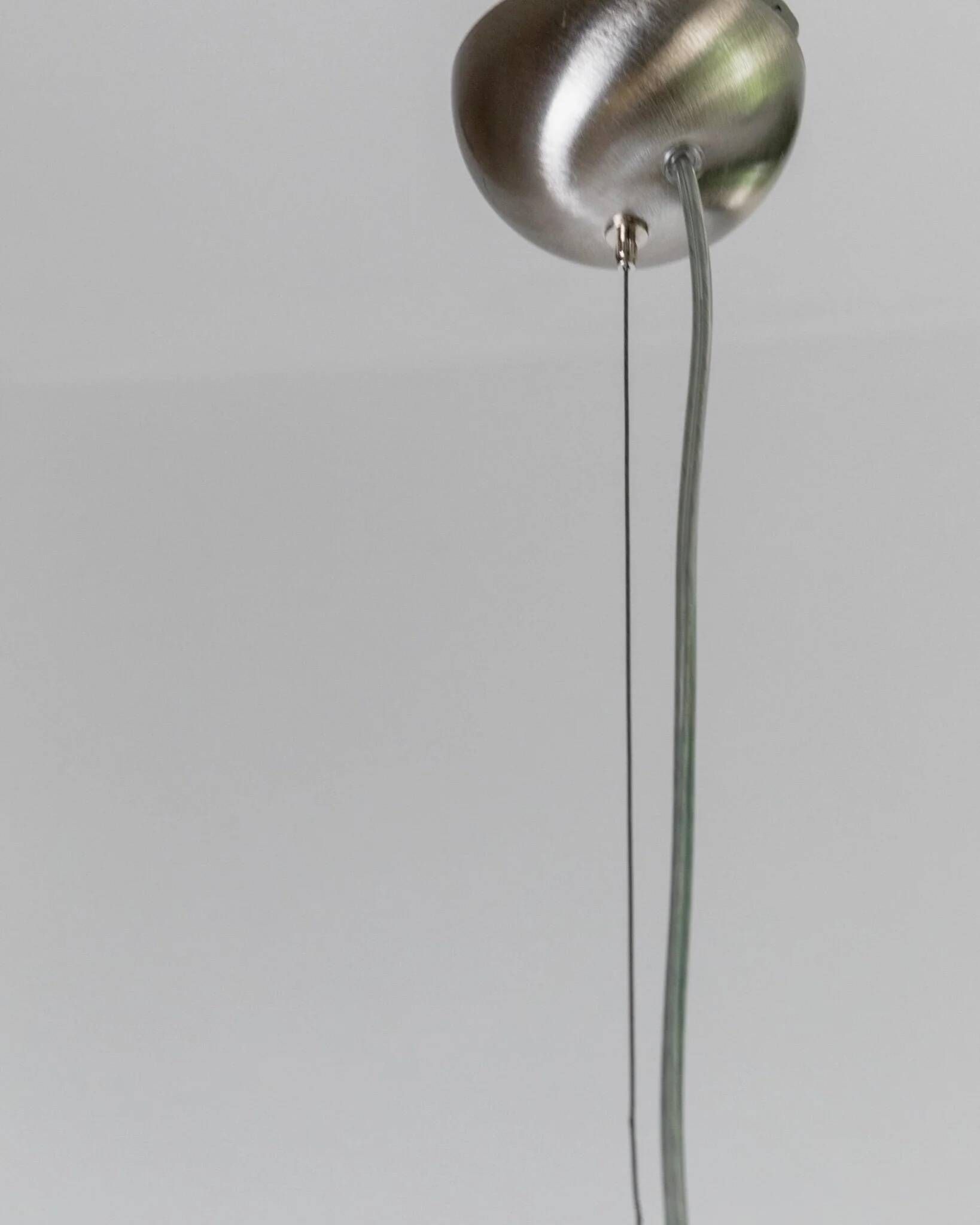 Vintage Murano glass ceiling light - timeless shape, white glass with black edge, stainless steel - Italy 1970s - kitchen lamp, gift