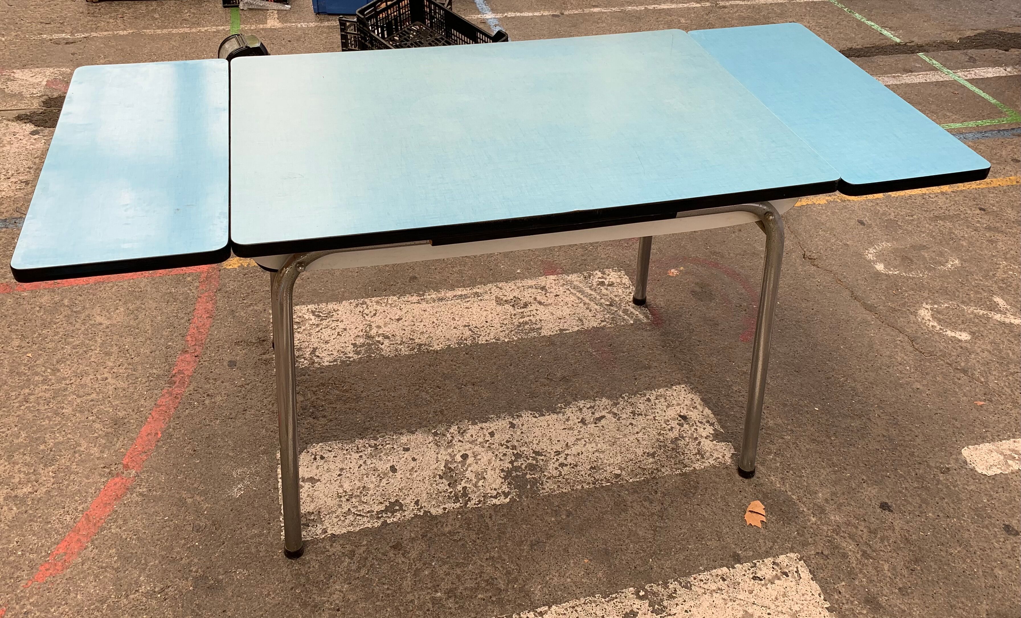 Blue formica table