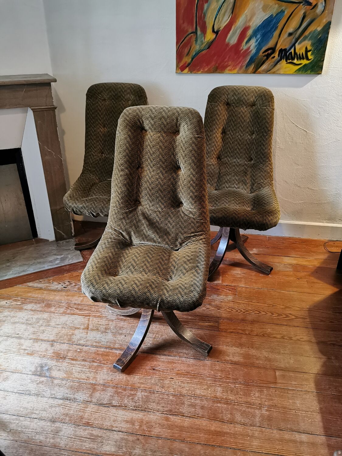 3 vintage swivel chairs