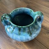 Vase grès flamme bleu vert