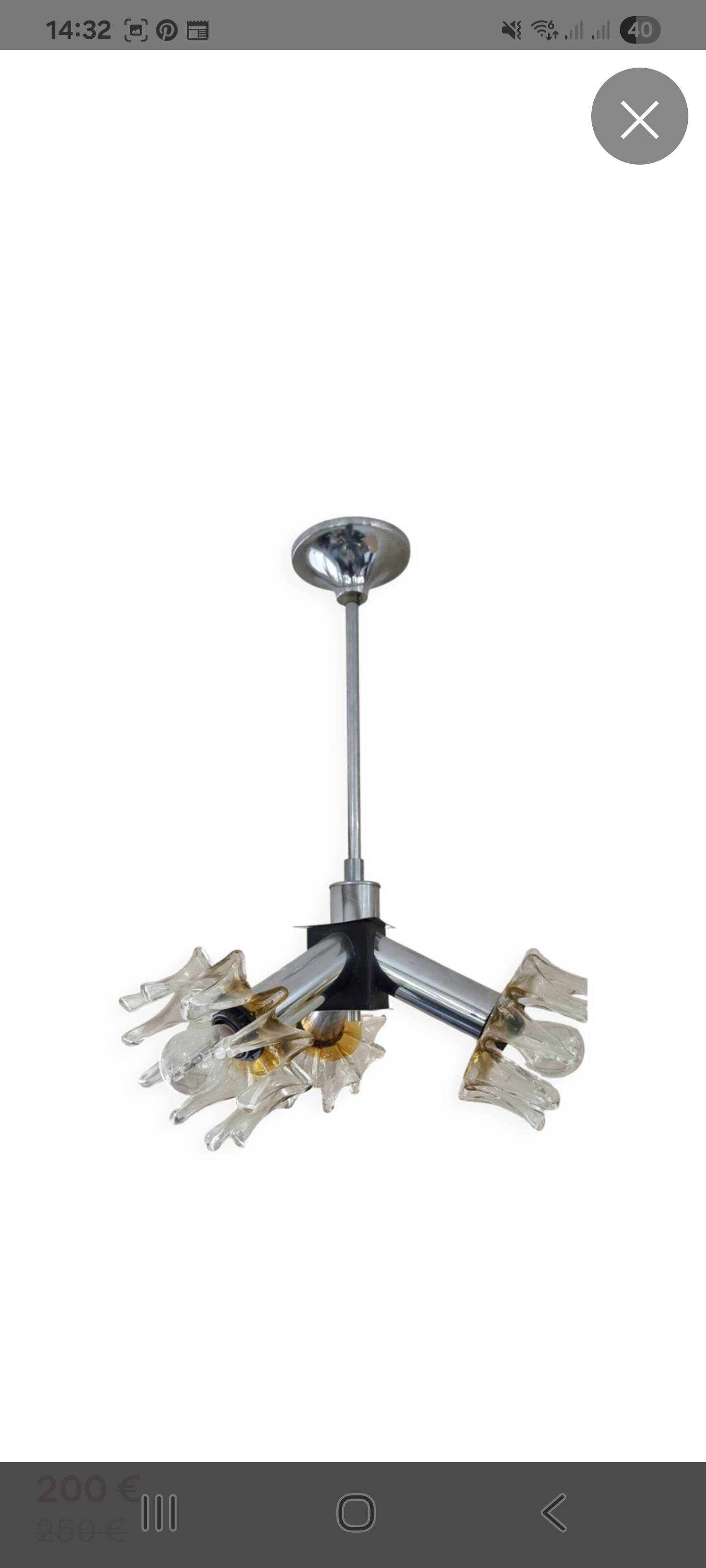 Sputnik Lamp in Murano Glass and Chrome by Mazzega, 1970s