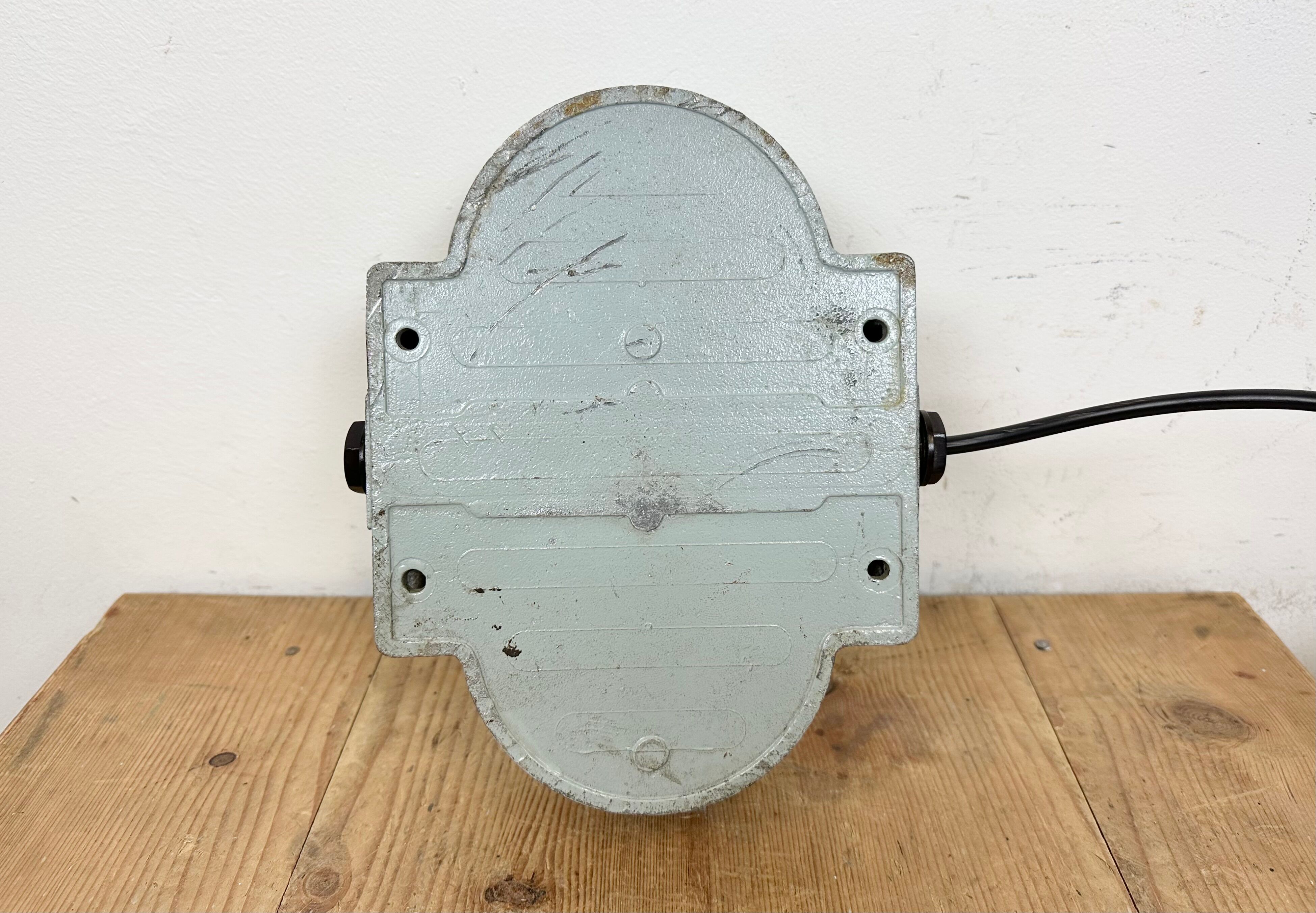 Industrial Cast Aluminium Wall Light with Milk Glass from Elektrosvit, 1970s