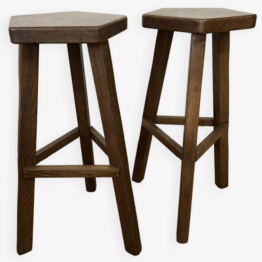 Pair of Vintage Brutalist Bar Stools