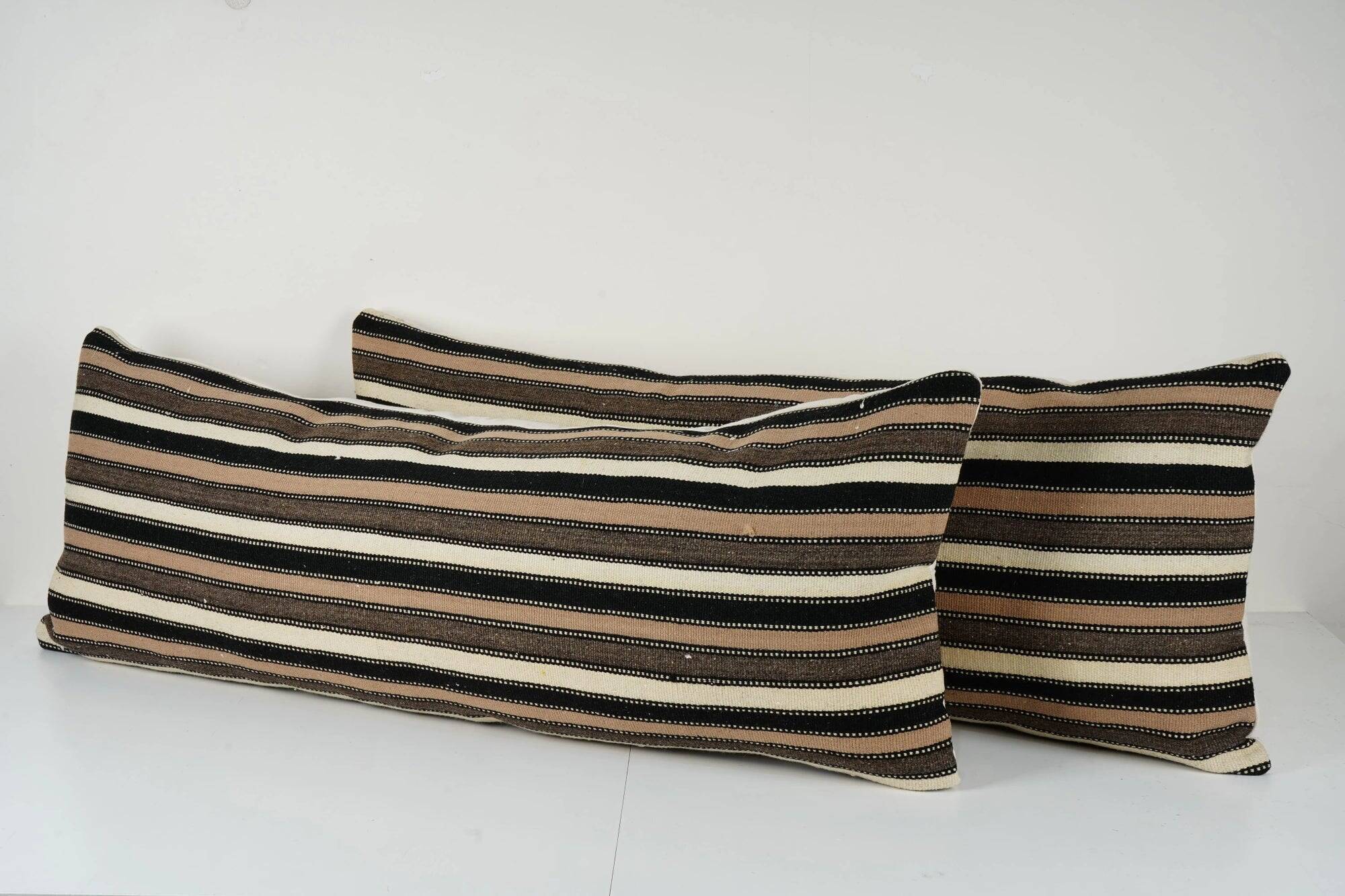 Set of 2 vintage kilim cushion covers 46x122 cm