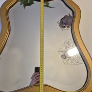 Vintage organic bevelled gold wooden mirror, Art Deco period.
