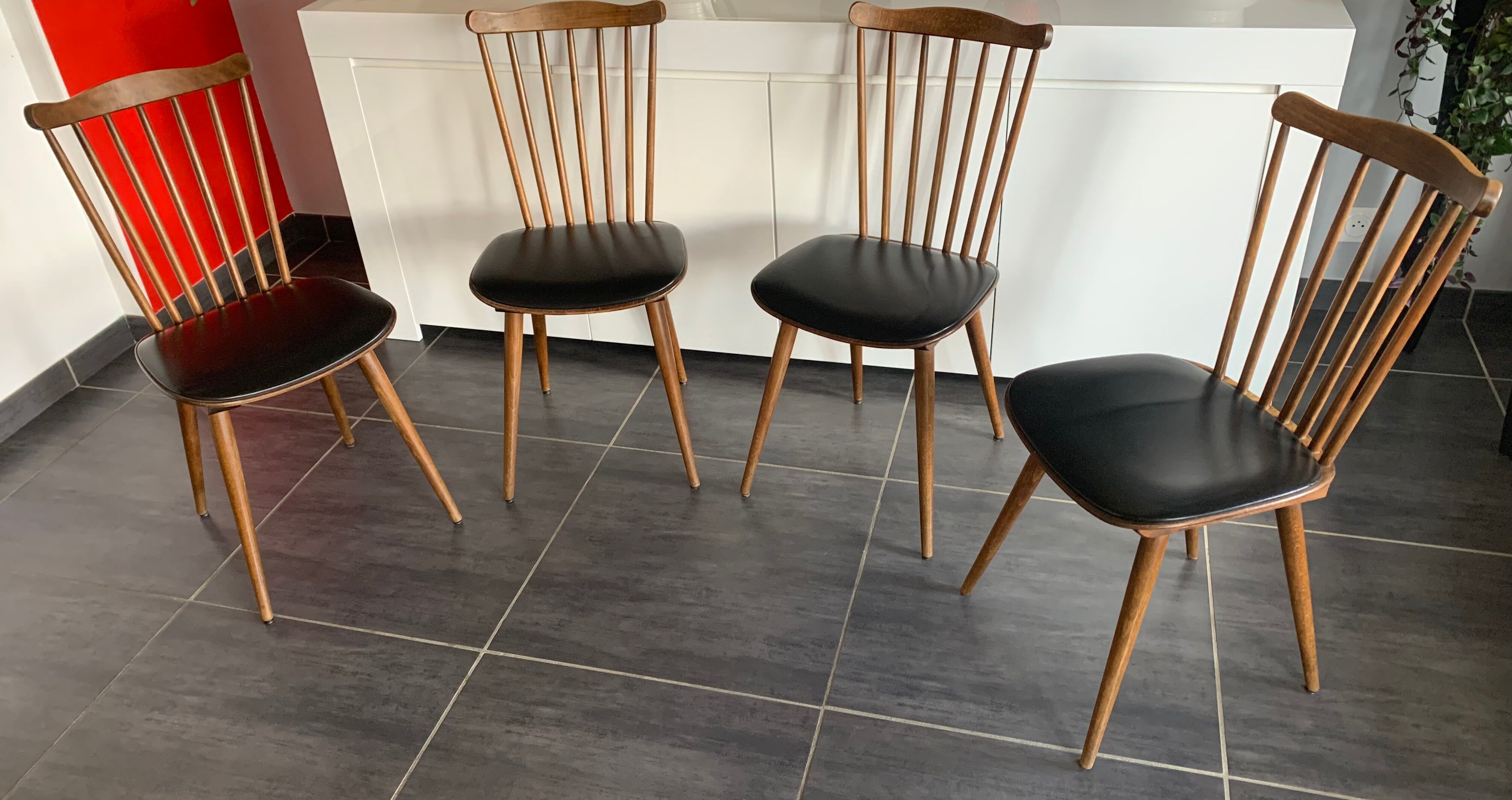 Série de 4 chaises Baumann Menuet, vintage, des années 1970