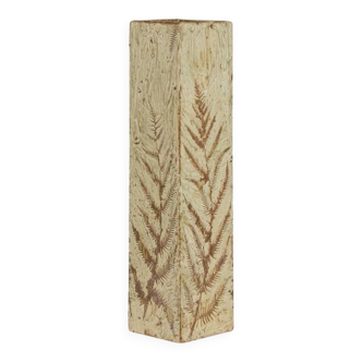 Brutalist stoneware vase with a plant motif. 1970s.