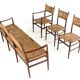 Ensemble de salle à manger 'Bologne' - canapé 3 places - 3 chaises - style moderne du milieu du siècle