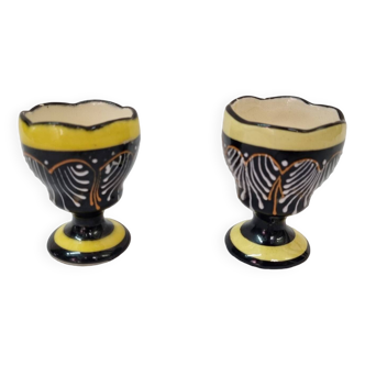 Henriot egg cups, HB Quimper Art Deco