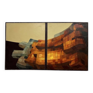 Diptyque moderniste, huile sur toile