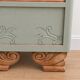 Renovated antique Art Deco bedside table – Lézard Green Pure & Paint, natural wood and marble top.