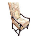 Fauteuil bobine ancien baroque france 17ème siècle tapisserie au petit point