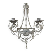Contemporary florentine wrought iron wall lamp with crystals