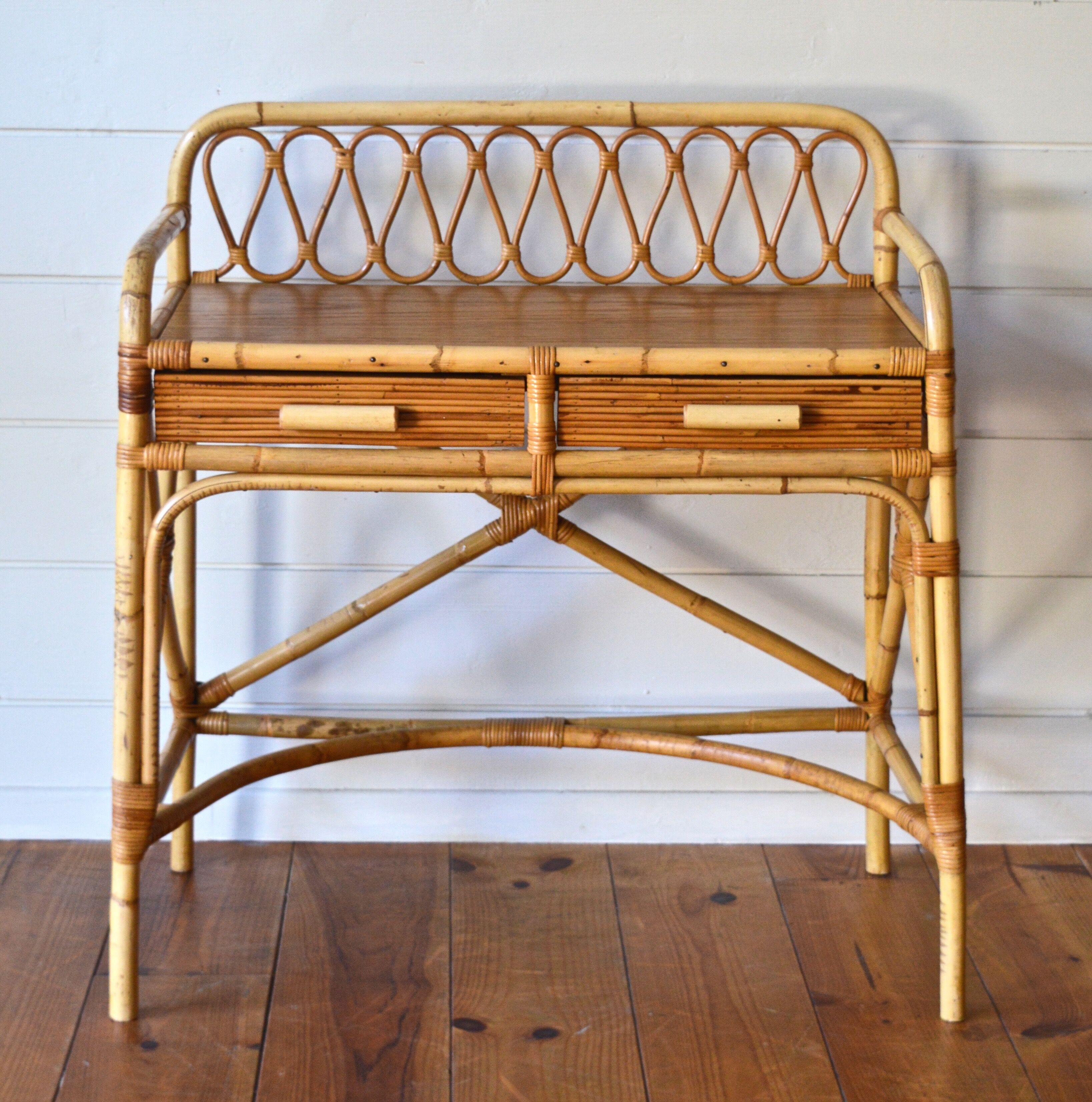 Rattan and bamboo desk