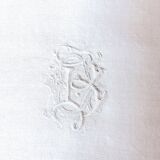 Set of 8 satin damask tablecloths, 19th, monogrammed "BG"