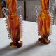 Pair of vases from the Clichy glassworks, orange-yellow marbled, in the shape of an amphora